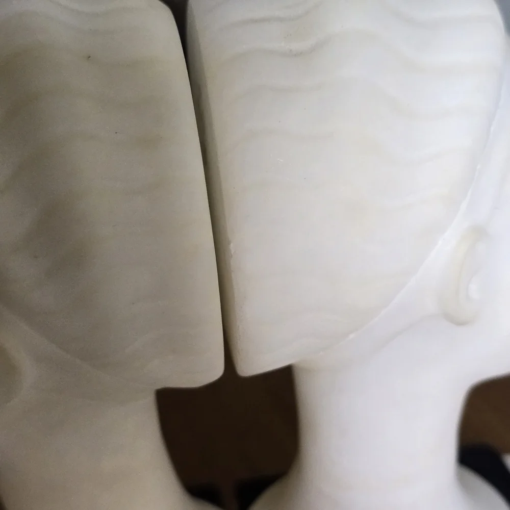 Vintage Italian Alabaster Bust Bookends – Mid Century Modern Shelf Decor” - Picture 5 of 10